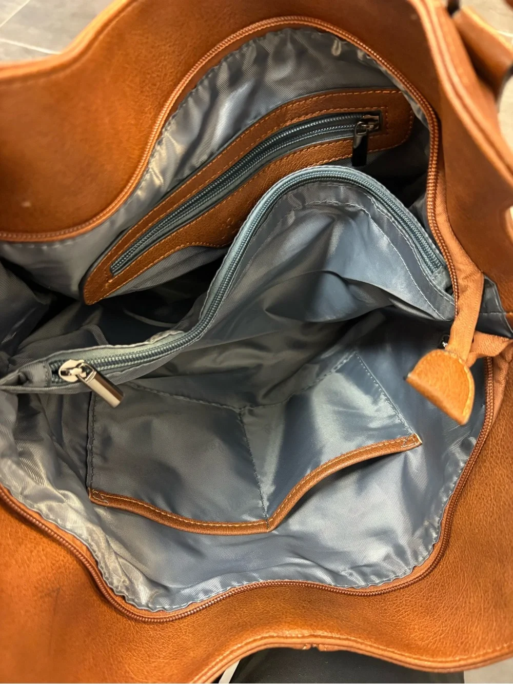 Women's Tan Hobo Shoulder Bag with Tassel Accents